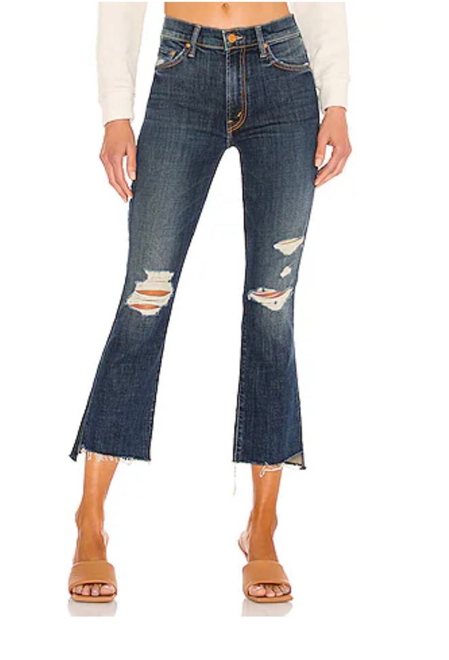 Mother Denim The Insider Crop Step Fray Wicked Wildflower Bootcut Jean Size 28